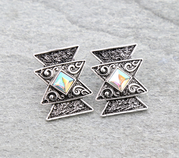 Western Aztec Stone Stud Earrings