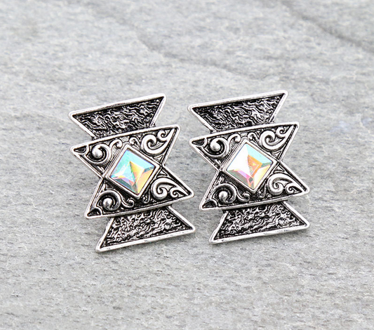 Western Aztec Stone Stud Earrings