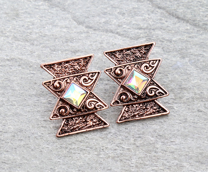 Western Aztec Stone Stud Earrings