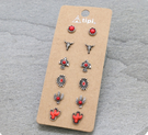 6 Pair Western Design Stud Earring Set