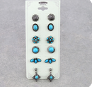 6 Pair Western Design Stud Earring Set