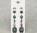 6 Pair Western Design Stud Earring Set