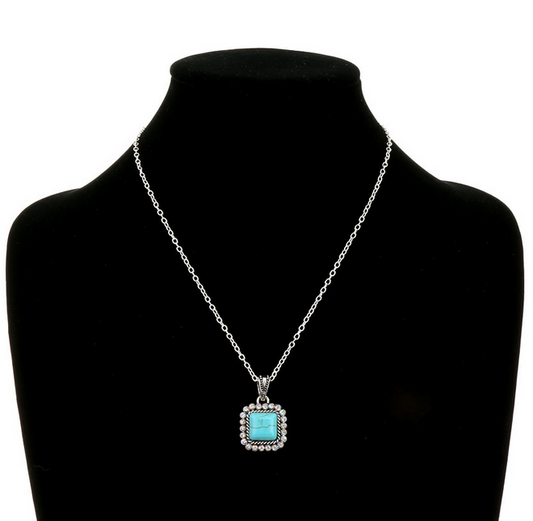 Western Square Stone Necklace