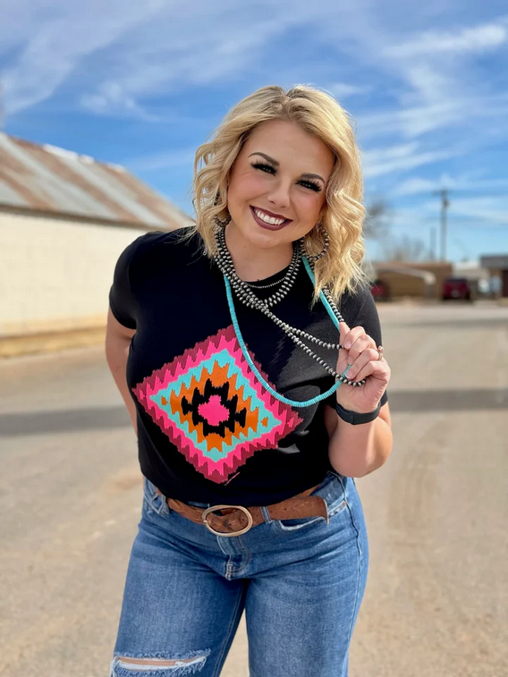 Black Cheyenne Aztec Tee