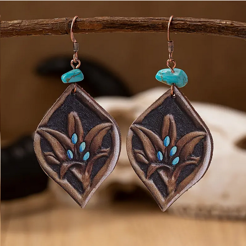 Tooled Leather Earrings