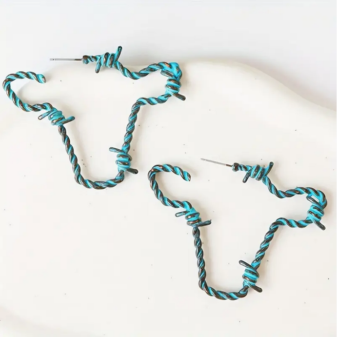 Barbed Wire Cow Head Earrings