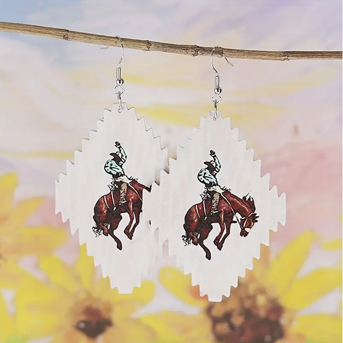 White Bronc Earrings