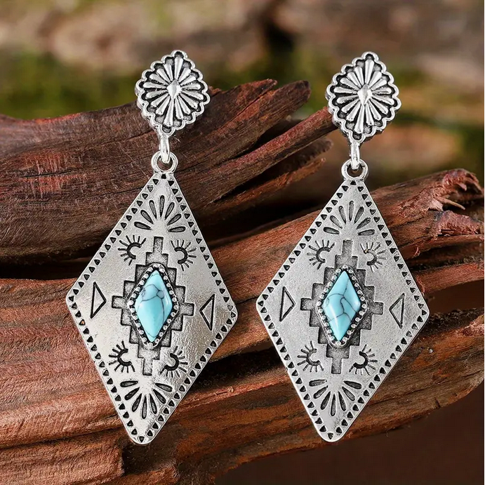 Diamond Shaped Dangle Earrings