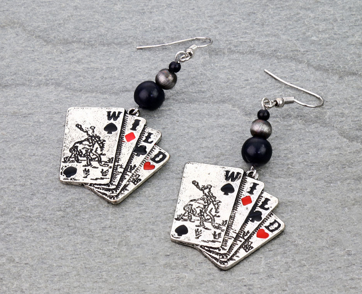 Western Theme Wild Card Dangle Earrings