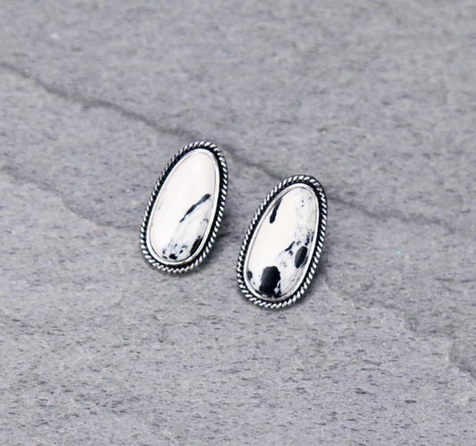 Western Geometric Stone Stud Earrings