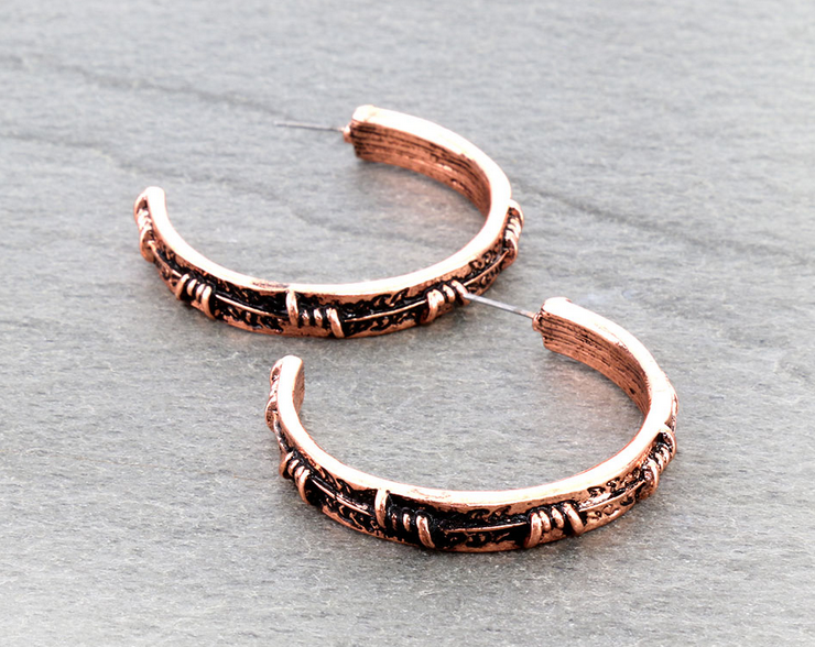 Western Barbed Wire Hoop Earrings