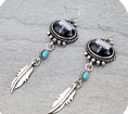 Western Boot Stitch Feather Dangle Earrings