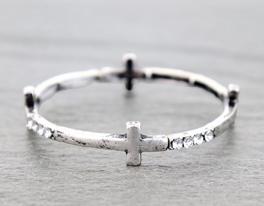 Western Cross Stone Stretch Bracelet