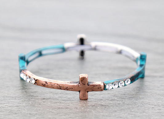 Western Cross Stone Stretch Bracelet