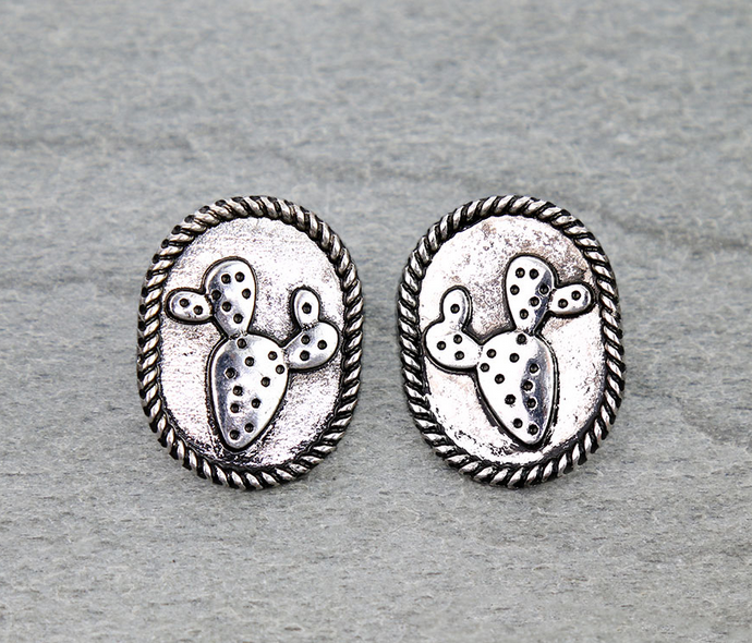 Western Twisted TXR Cactus Stud Earrings