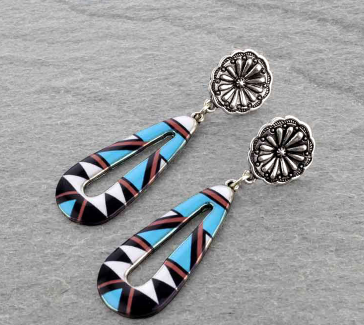 Western Navajo Style Print Post Earrings