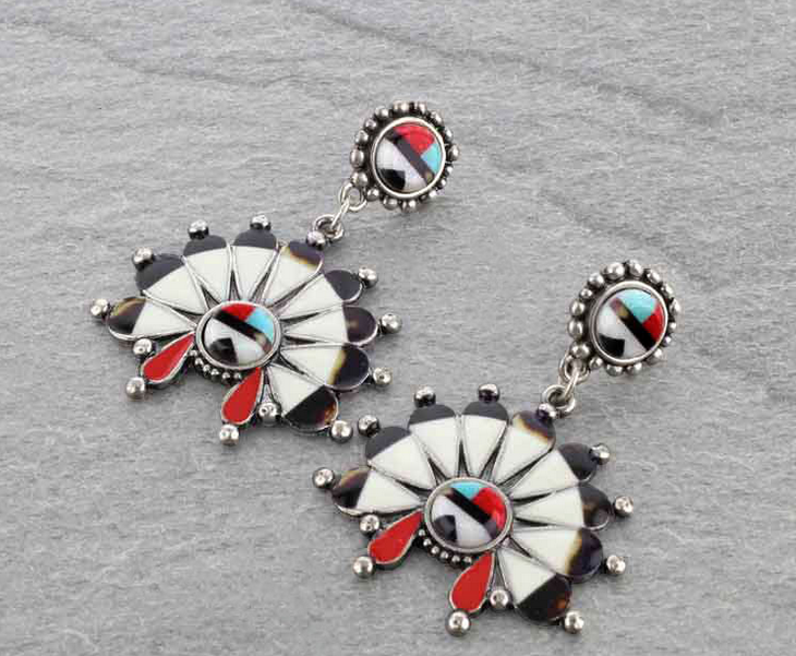 Western Navajo Style Print Post Earrings