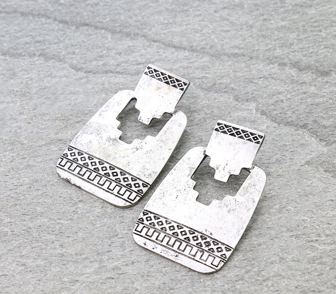 Western Aztec Pattern Stud Earrings