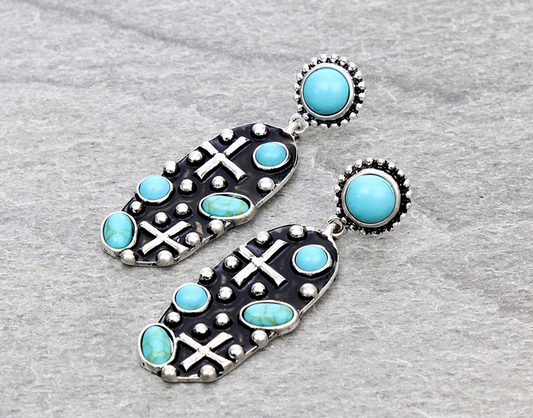 Western Cross Stud Earrings