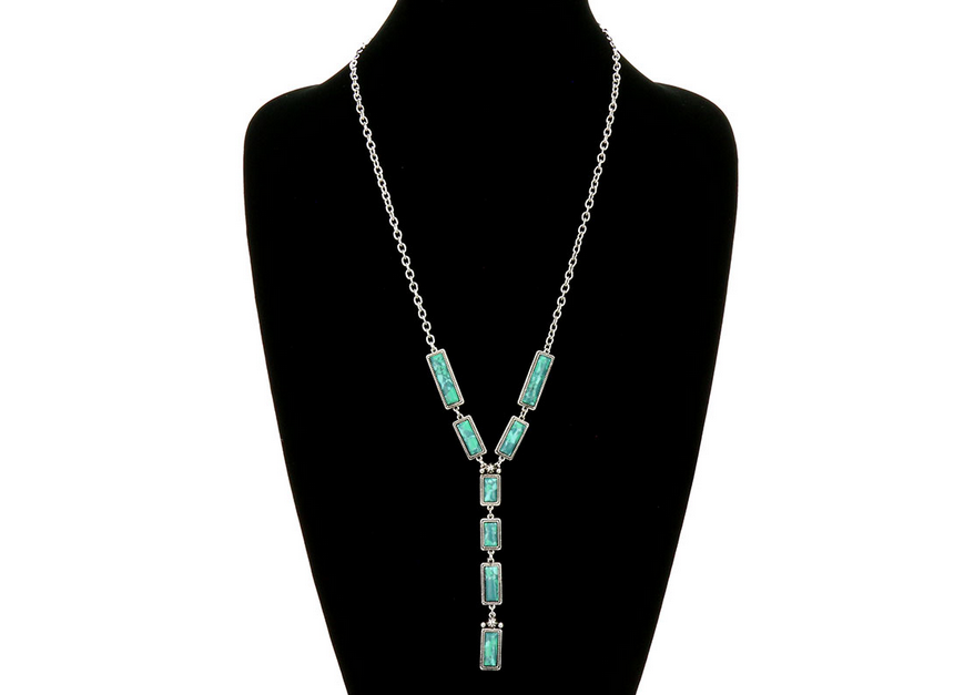 Western Hand Craft Stone Y Necklace