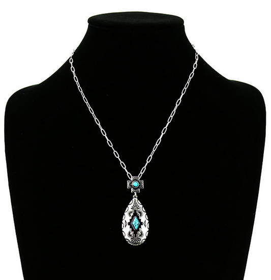 Western Teardrop Aztec TXR Necklace