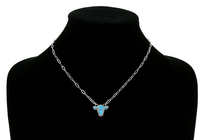 Cow Head Stone Necklace