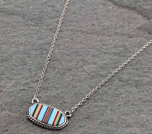 Serape Pattern Oval Necklace