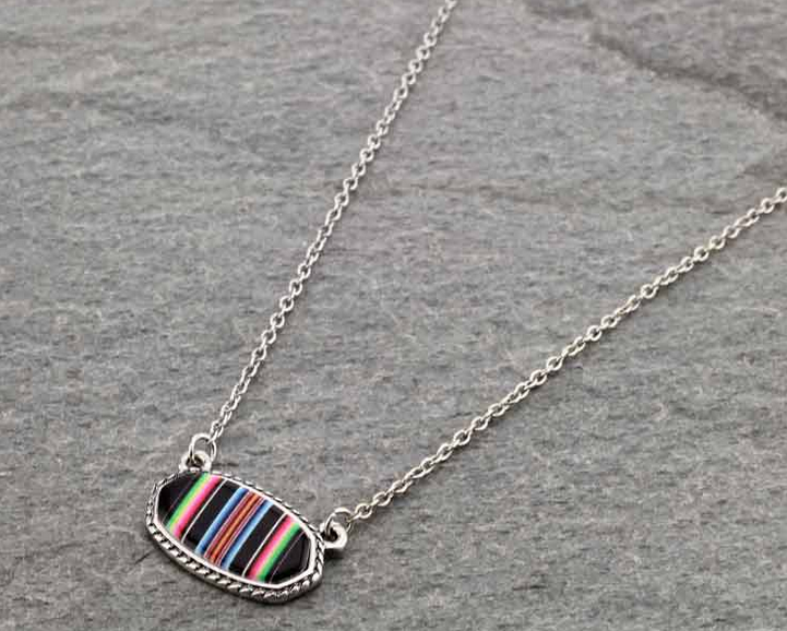 Serape Pattern Oval Necklace