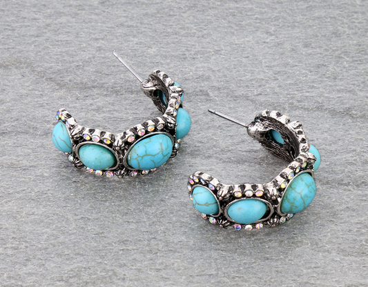 Western Stone Hoop Earrings