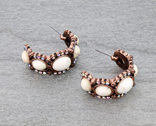 Western Stone Hoop Earrings