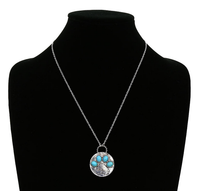 Paw Print Metal Necklace