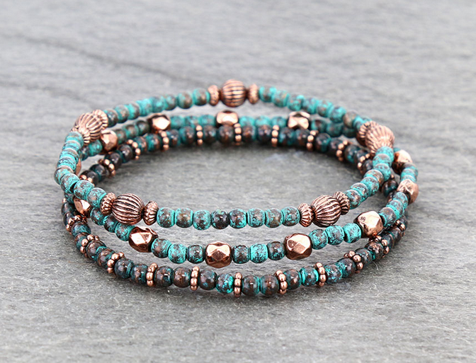 Navajo Style Pearl with CCB Stackable Bracelet