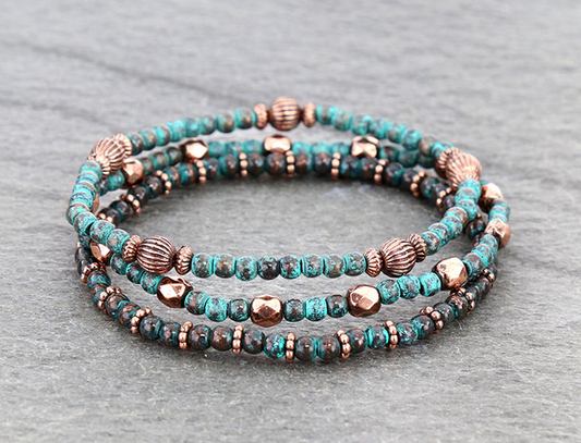 Navajo Style Pearl with CCB Stackable Bracelet