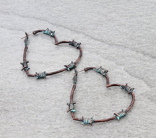 Heart Barbed Wire Hoop Earrings