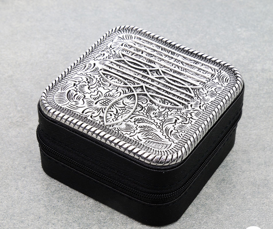 Western Boot Stitch Travel Jewelry Box – Metal Plate