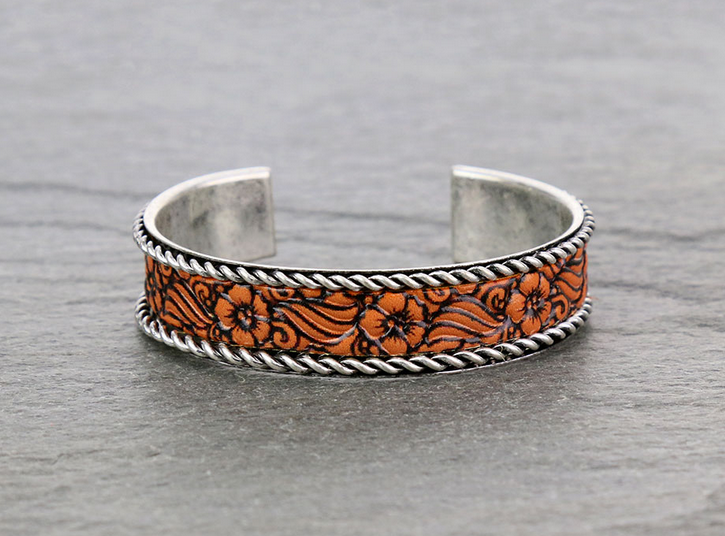 Flower Leather Cuff Bracelet