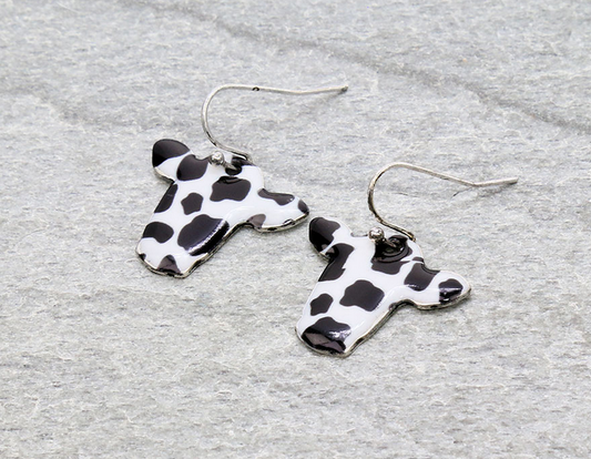 Western Cow Head Silhouette Dangle Earrings