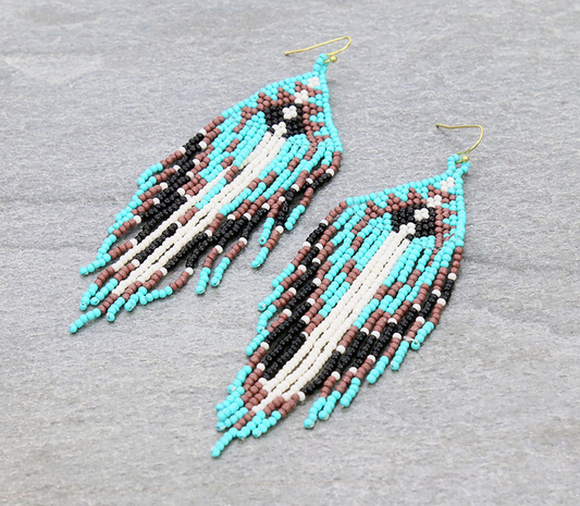 4″ Western Seed Bead Fringe Dangle Earrings