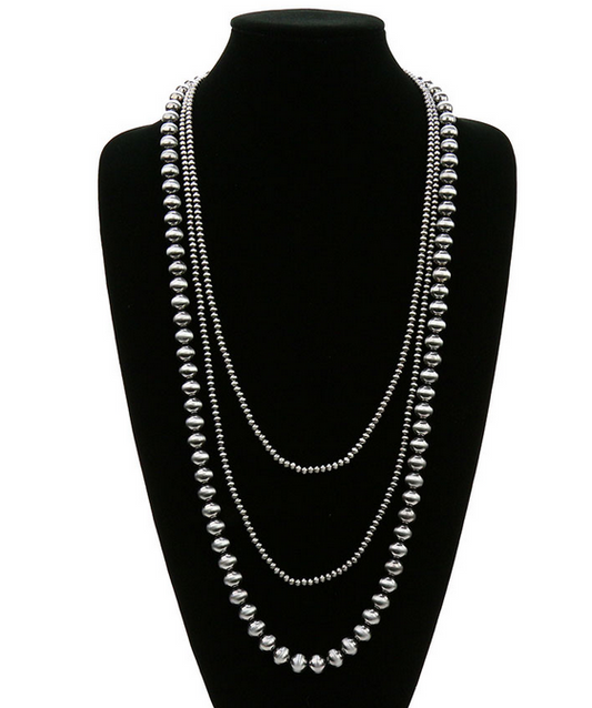 3 Row Navajo Style Pearl Necklace