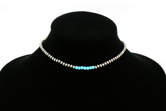 4mm Navajo Style Pearl Choker Necklace