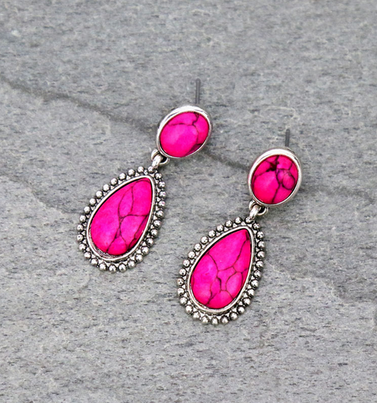 Western Teardrop Stone Stud Earrings