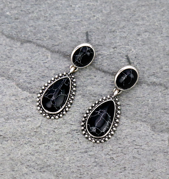 Western Teardrop Stone Stud Earrings