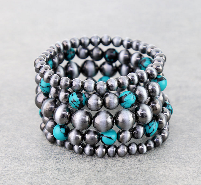 Navajo Style Pearl Stackable Bracelet