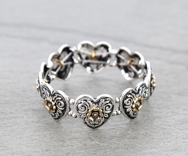 Western Heart Flower Stretch Bracelet