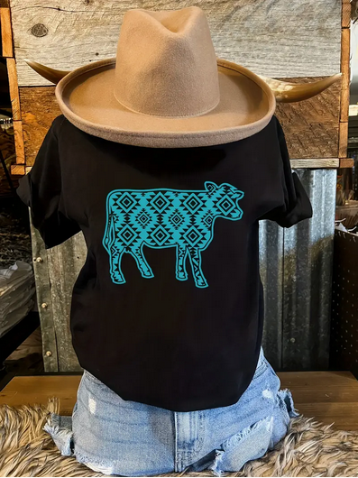 Turquoise Calf Design Tee