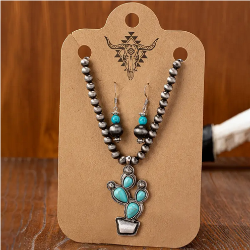 Cactus Necklace and Earring Set