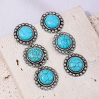 Round Stone Turquoise Dangle Earrings