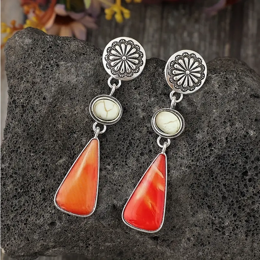 Orange and White Dangle Earrings