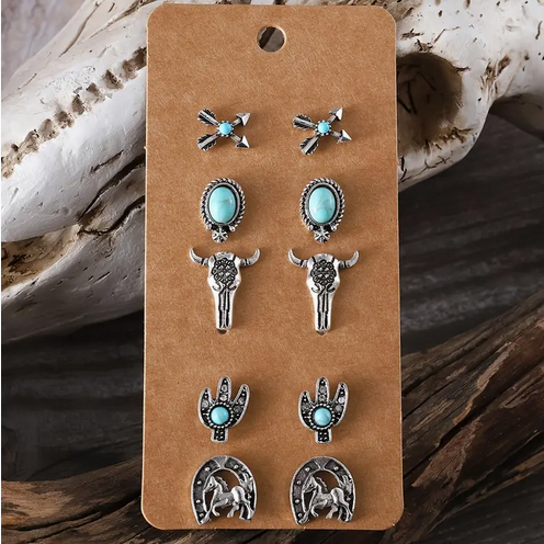 6 Pair Horseshoe Earring Set