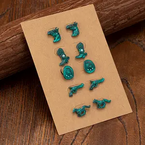 5 Pair Patina Stud Earring Set